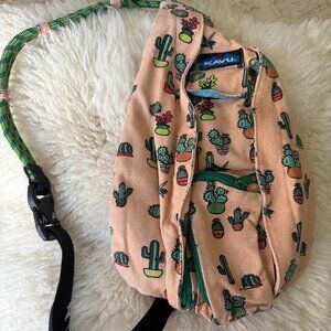 KAVU Rope Sling Bag Cactus Print Crossbody Backpack Outdoor Travel